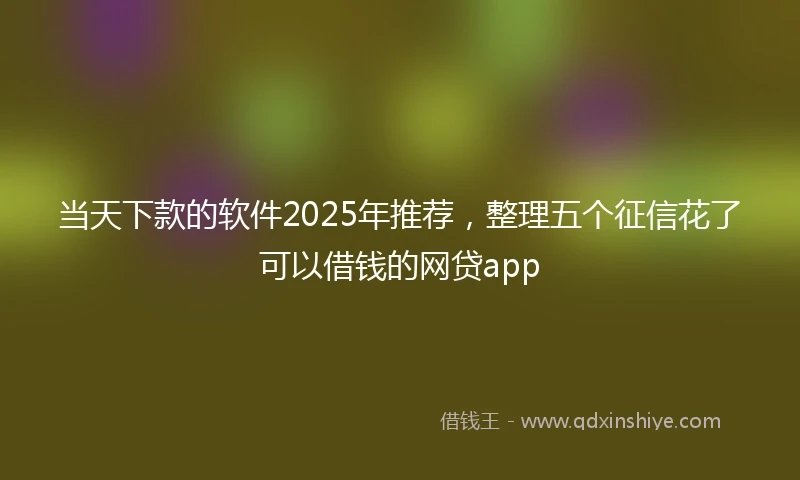 当天下款的软件2025年推荐，整理五个征信花了可以借钱的网贷app