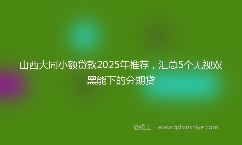 山西大同小额贷款2025年推荐，汇总5个无视双黑能下的分期贷
