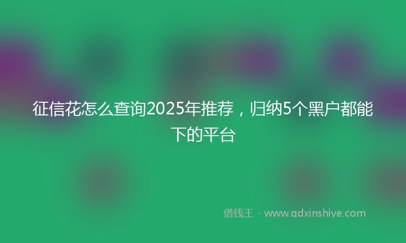 征信花怎么查询2025年推荐，归纳5个黑户都能下的平台
