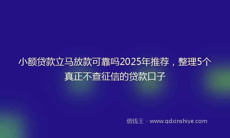 小额贷款立马放款可靠吗2025年推荐，整理5个真正不查征信的贷款口子
