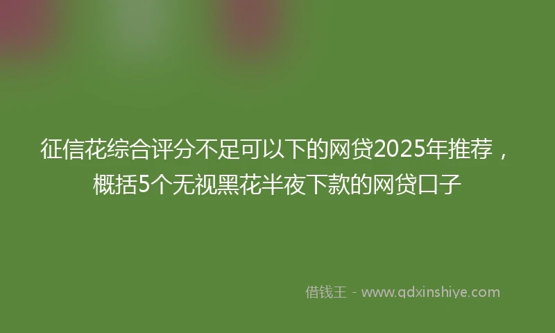 征信花综合评分不足可以下的网贷2025年推荐，概括5个无视黑花半夜下款的网贷口子