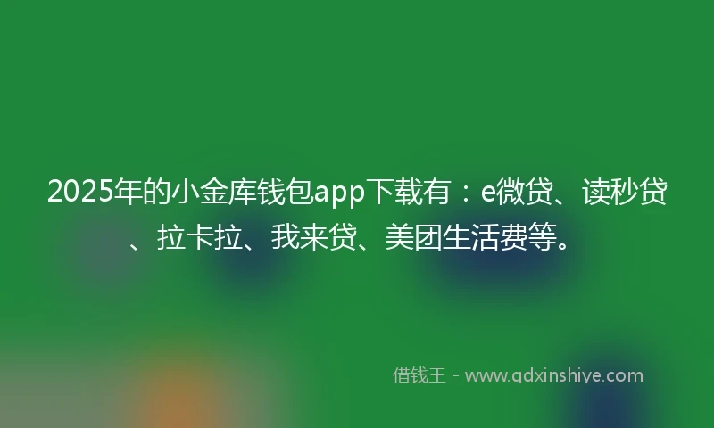 2025年的小金库钱包app下载有：e微贷、读秒贷、拉卡拉、我来贷、美团生活费等。