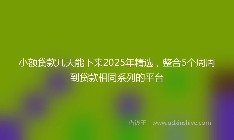小额贷款几天能下来2025年精选，整合5个周周到贷款相同系列的平台
