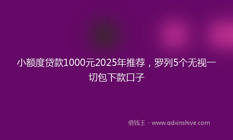 小额度贷款1000元2025年推荐，罗列5个无视一切包下款口子