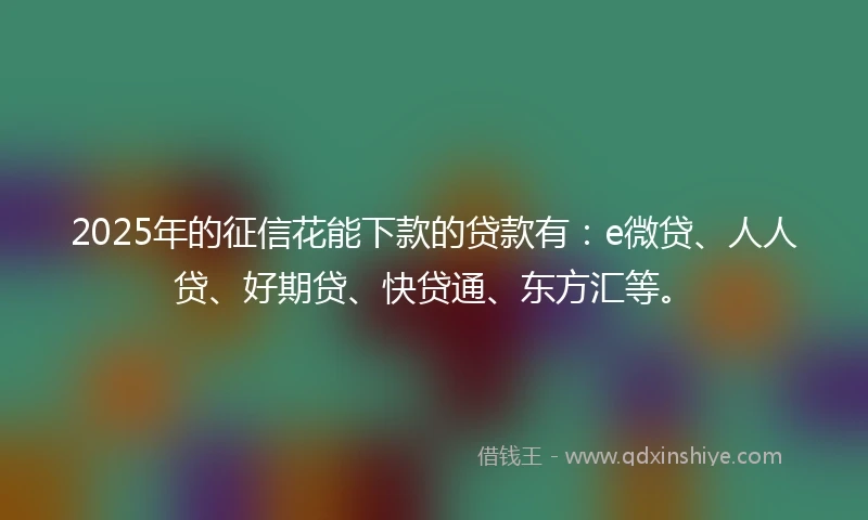 2025年的征信花能下款的贷款有：e微贷、人人贷、好期贷、快贷通、东方汇等。