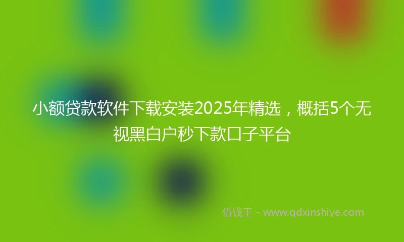 小额贷款软件下载安装2025年精选，概括5个无视黑白户秒下款口子平台