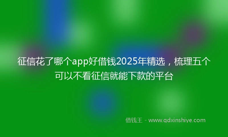 征信花了哪个app好借钱2025年精选，梳理五个可以不看征信就能下款的平台