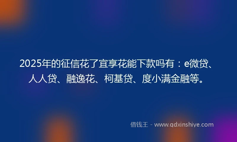 2025年的征信花了宜享花能下款吗有：e微贷、人人贷、融逸花、柯基贷、度小满金融等。
