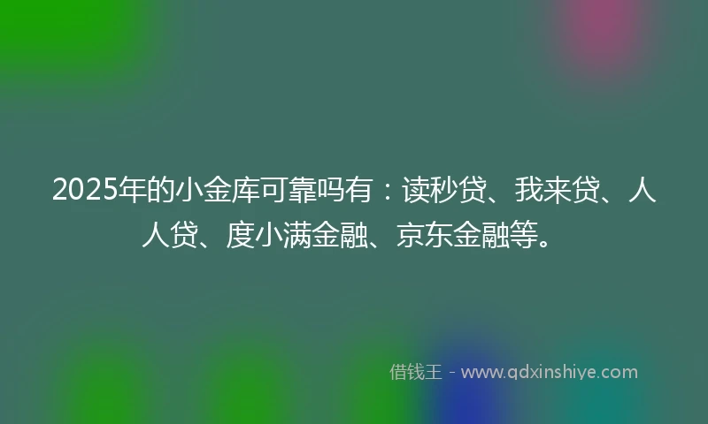 2025年的小金库可靠吗有：读秒贷、我来贷、人人贷、度小满金融、京东金融等。