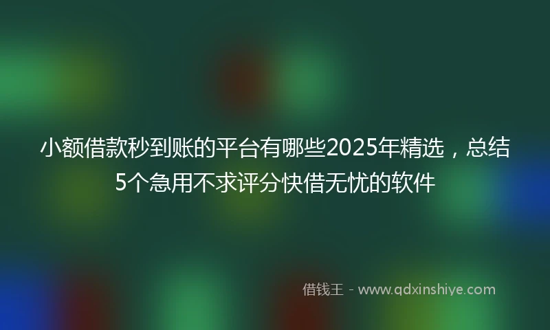 小额借款秒到账的平台有哪些2025年精选，总结5个急用不求评分快借无忧的软件