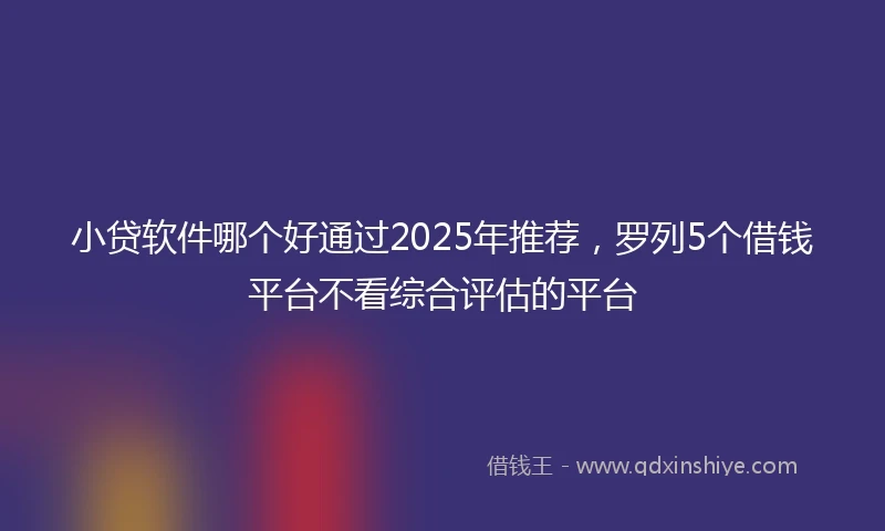 小贷软件哪个好通过2025年推荐，罗列5个借钱平台不看综合评估的平台