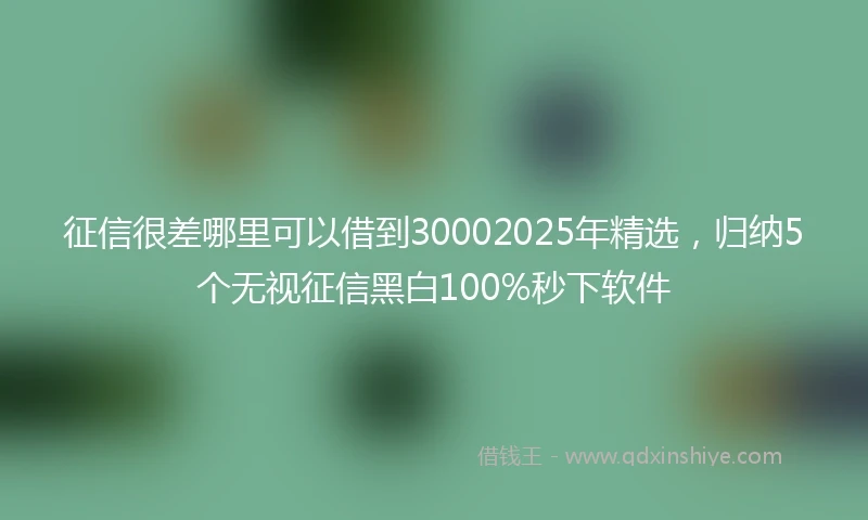 征信很差哪里可以借到30002025年精选，归纳5个无视征信黑白100%秒下软件