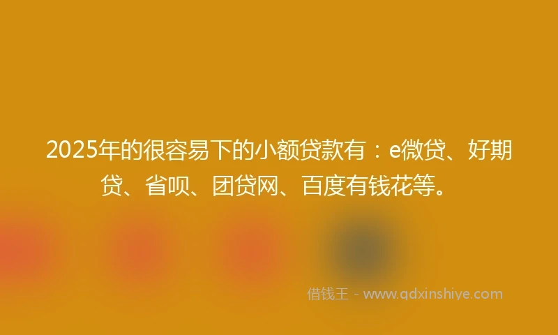 2025年的很容易下的小额贷款有：e微贷、好期贷、省呗、团贷网、百度有钱花等。
