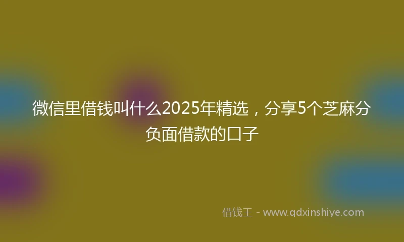 微信里借钱叫什么2025年精选，分享5个芝麻分负面借款的口子