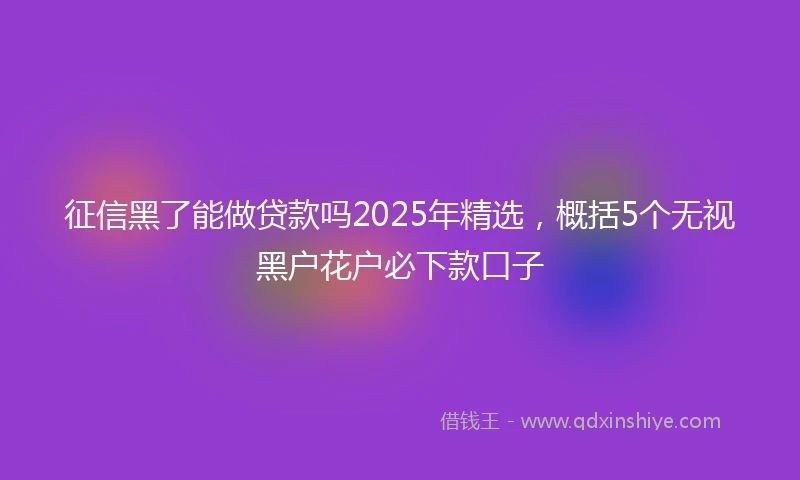 征信黑了能做贷款吗2025年精选，概括5个无视黑户花户必下款口子