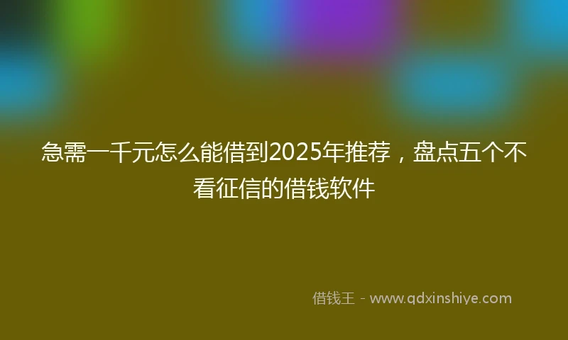 急需一千元怎么能借到2025年推荐，盘点五个不看征信的借钱软件