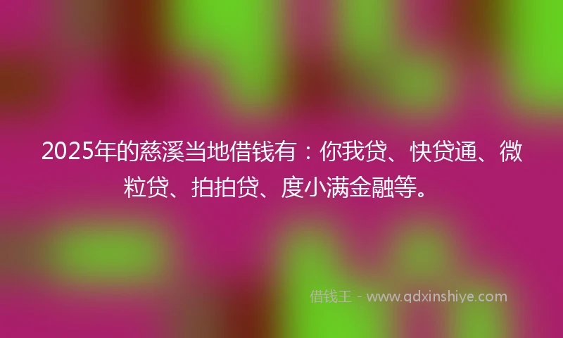 2025年的慈溪当地借钱有：你我贷、快贷通、微粒贷、拍拍贷、度小满金融等。