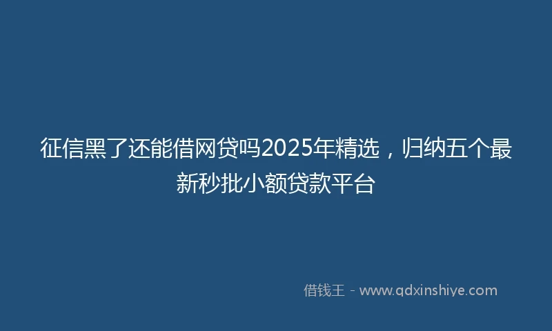 征信黑了还能借网贷吗2025年精选，归纳五个最新秒批小额贷款平台