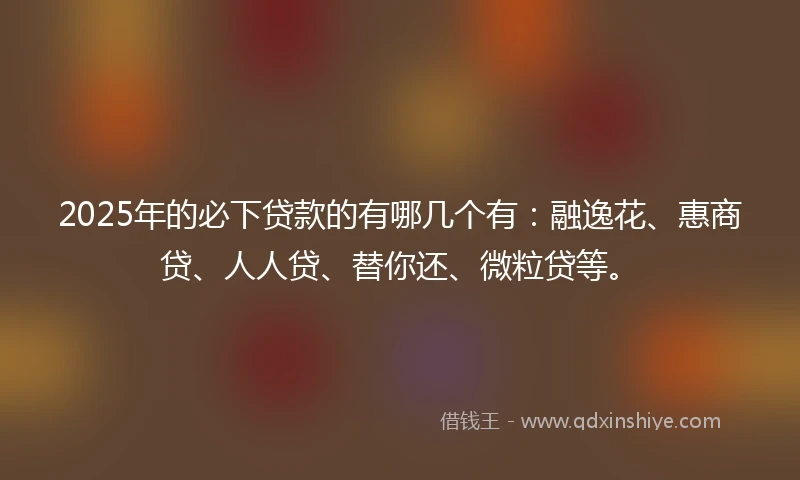 2025年的必下贷款的有哪几个有：融逸花、惠商贷、人人贷、替你还、微粒贷等。