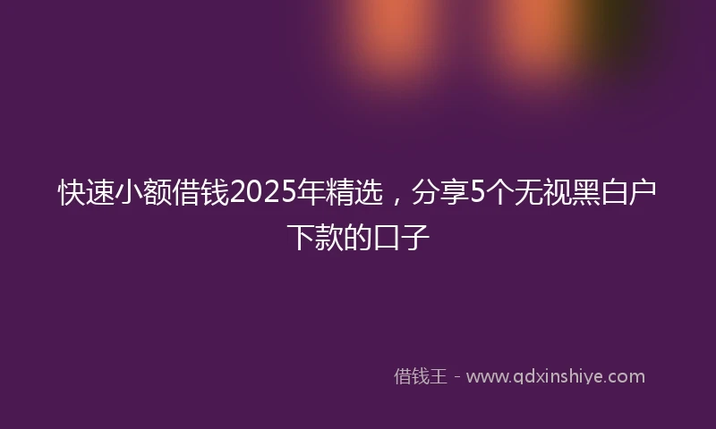 快速小额借钱2025年精选，分享5个无视黑白户下款的口子