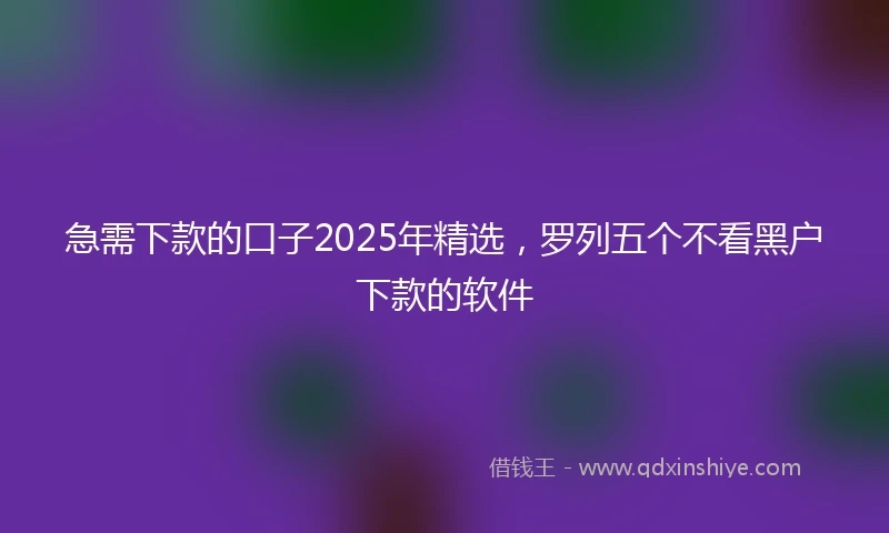 急需下款的口子2025年精选，罗列五个不看黑户下款的软件