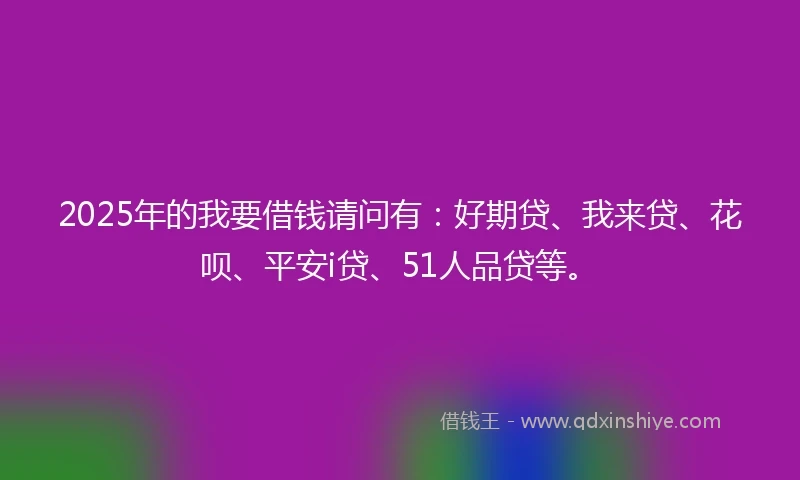 2025年的我要借钱请问有：好期贷、我来贷、花呗、平安i贷、51人品贷等。