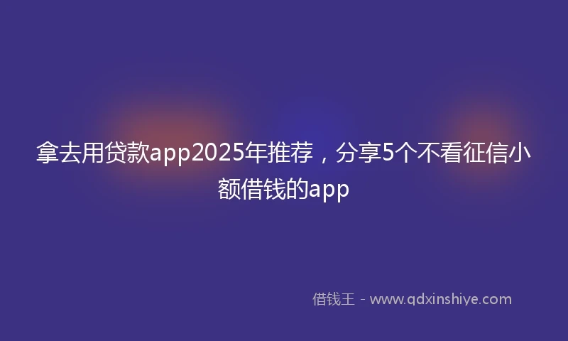 拿去用贷款app2025年推荐，分享5个不看征信小额借钱的app