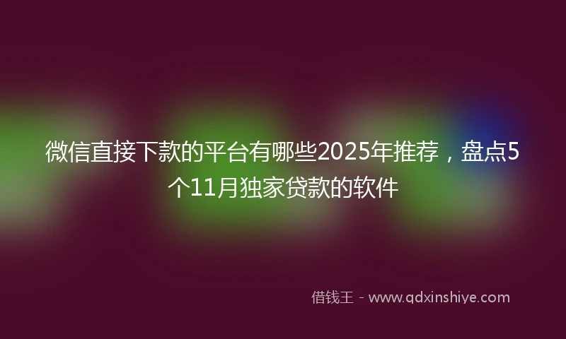 微信直接下款的平台有哪些2025年推荐，盘点5个11月独家贷款的软件