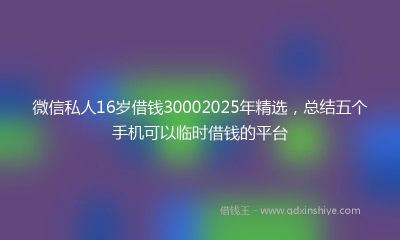 微信私人16岁借钱30002025年精选，总结五个手机可以临时借钱的平台