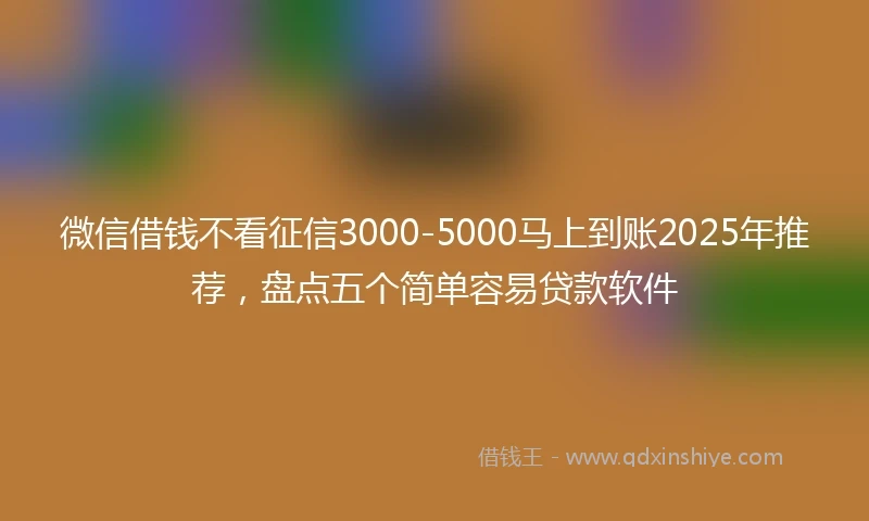 微信借钱不看征信3000-5000马上到账2025年推荐，盘点五个简单容易贷款软件