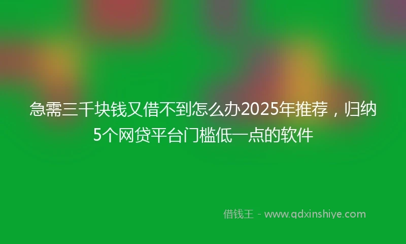 急需三千块钱又借不到怎么办2025年推荐，归纳5个网贷平台门槛低一点的软件