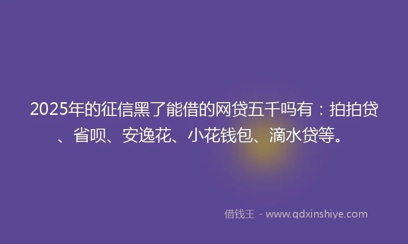 2025年的征信黑了能借的网贷五千吗有：拍拍贷、省呗、安逸花、小花钱包、滴水贷等。