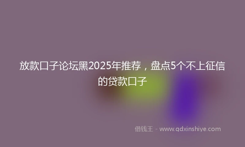 放款口子论坛黑2025年推荐，盘点5个不上征信的贷款口子