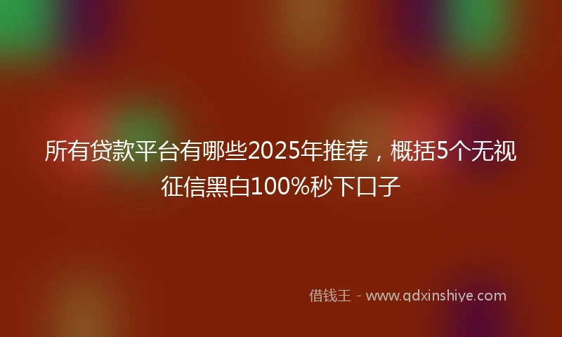 所有贷款平台有哪些2025年推荐，概括5个无视征信黑白100%秒下口子
