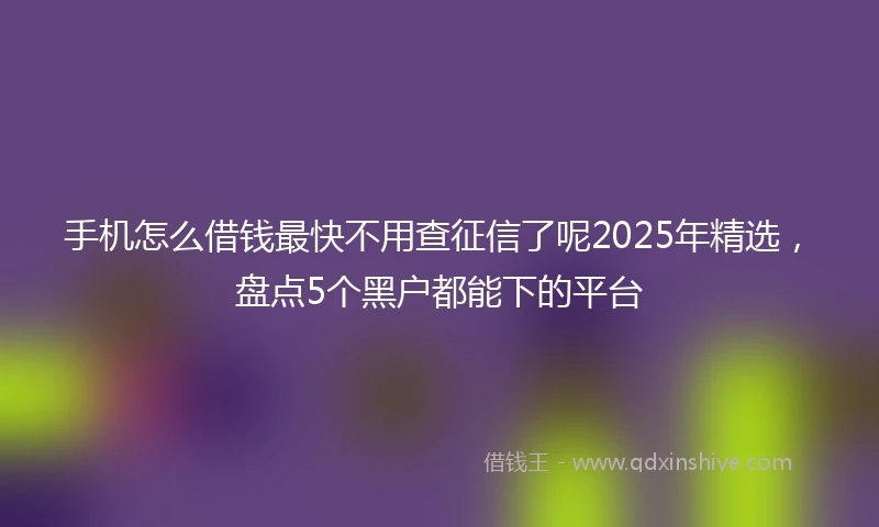 手机怎么借钱最快不用查征信了呢2025年精选，盘点5个黑户都能下的平台