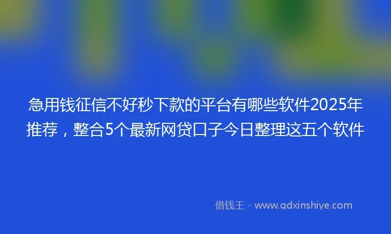 急用钱征信不好秒下款的平台有哪些软件2025年推荐,整合5个最新网贷口子今日整理这五个软件