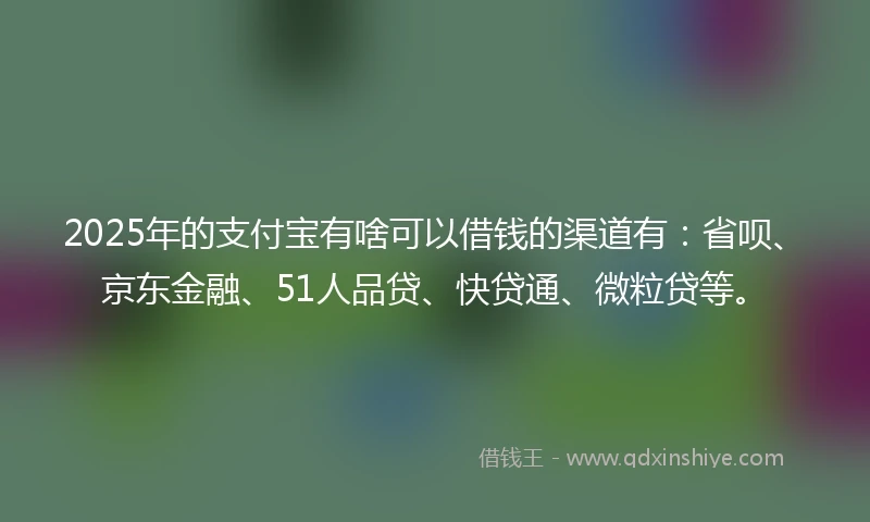 2025年的支付宝有啥可以借钱的渠道有：省呗、京东金融、51人品贷、快贷通、微粒贷等。