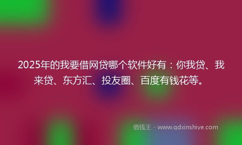 2025年的我要借网贷哪个软件好有：你我贷、我来贷、东方汇、投友圈、百度有钱花等。