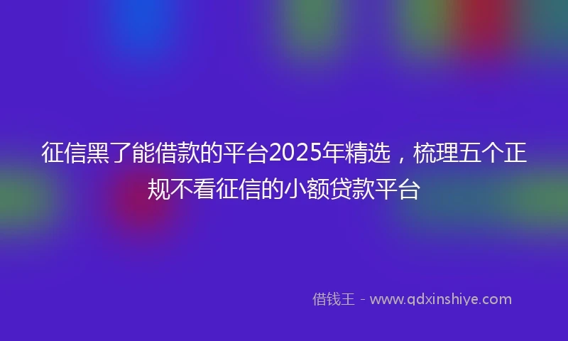 征信黑了能借款的平台2025年精选，梳理五个正规不看征信的小额贷款平台