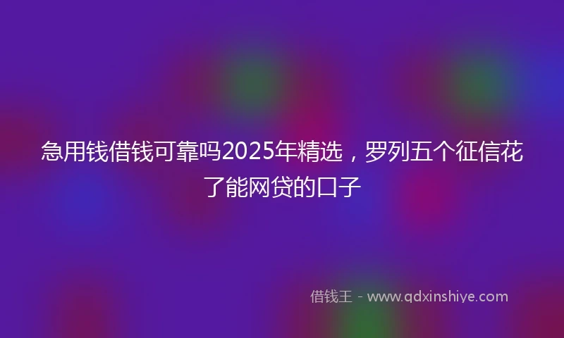 急用钱借钱可靠吗2025年精选，罗列五个征信花了能网贷的口子