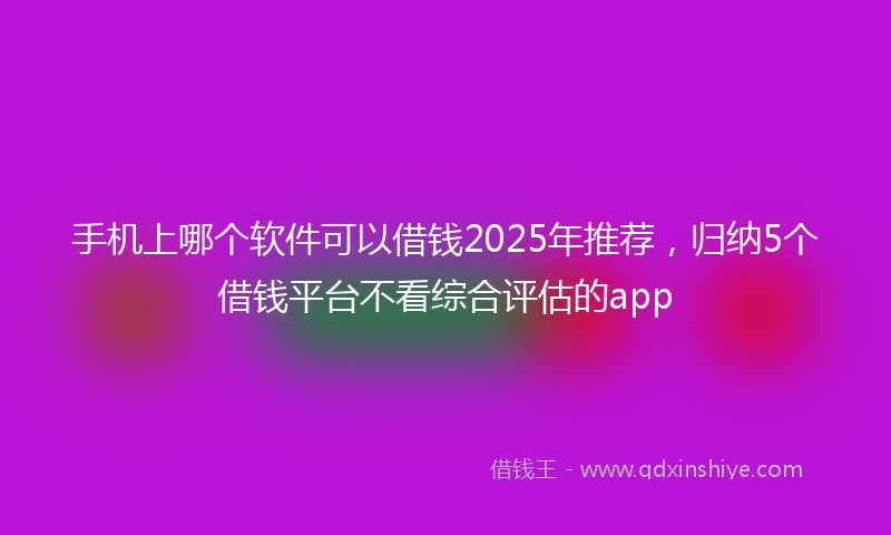 手机上哪个软件可以借钱2025年推荐，归纳5个借钱平台不看综合评估的app