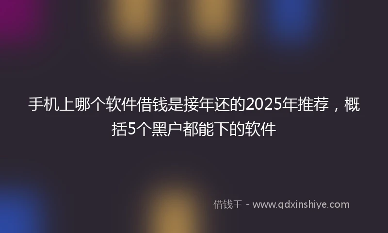 手机上哪个软件借钱是接年还的2025年推荐，概括5个黑户都能下的软件