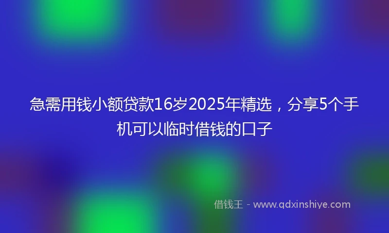 急需用钱小额贷款16岁2025年精选，分享5个手机可以临时借钱的口子
