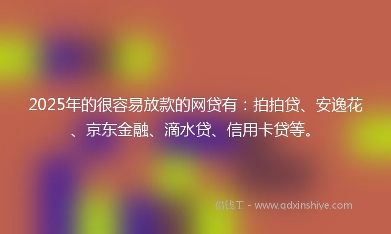 2025年的很容易放款的网贷有:拍拍贷、安逸花、京东金融、滴水贷、信用卡贷等。