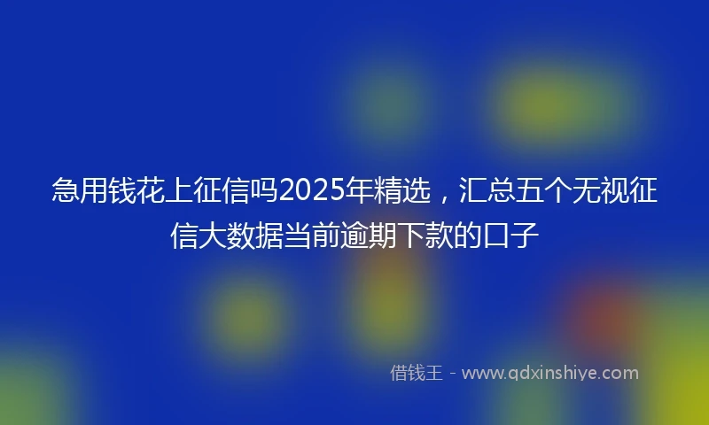 急用钱花上征信吗2025年精选，汇总五个无视征信大数据当前逾期下款的口子
