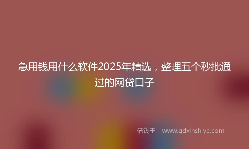 急用钱用什么软件2025年精选，整理五个秒批通过的网贷口子