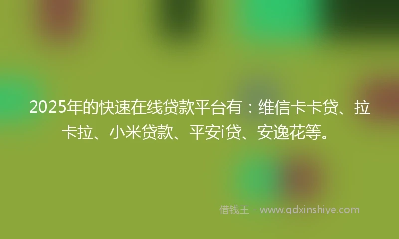 2025年的快速在线贷款平台有：维信卡卡贷、拉卡拉、小米贷款、平安i贷、安逸花等。