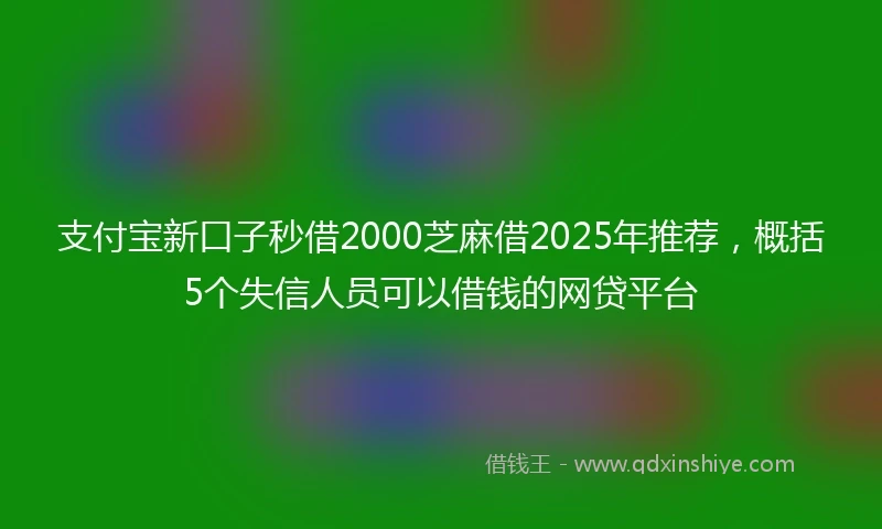 支付宝新口子秒借2000芝麻借2025年推荐，概括5个失信人员可以借钱的网贷平台