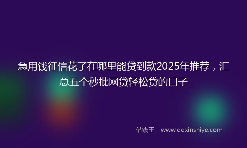 急用钱征信花了在哪里能贷到款2025年推荐，汇总五个秒批网贷轻松贷的口子