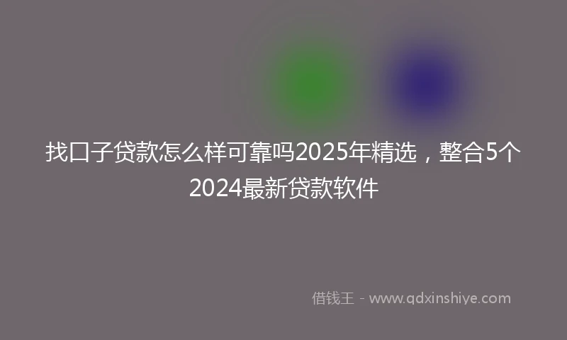 找口子贷款怎么样可靠吗2025年精选，整合5个2024最新贷款软件